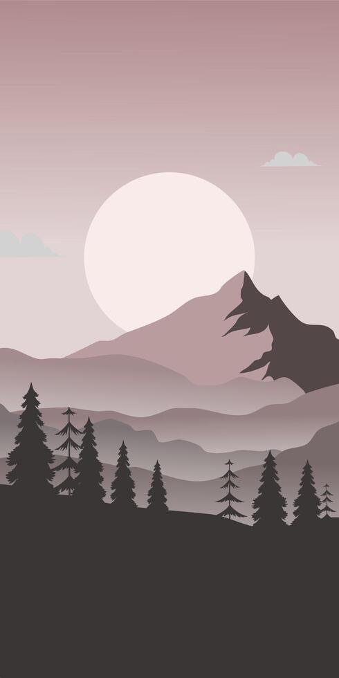 Vertical landscape background of mountain view vector