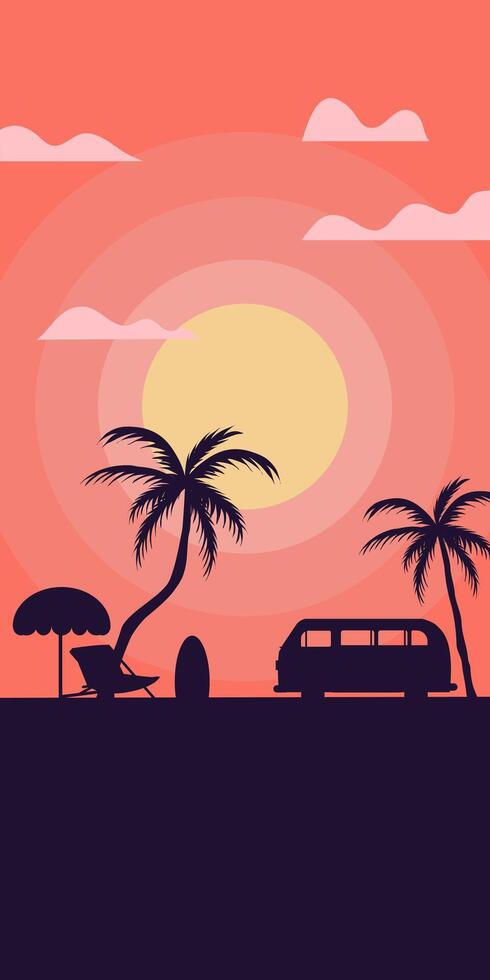 Sunset beach landscape vector