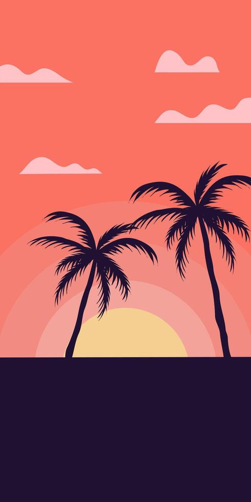 Sunset beach landscape vector