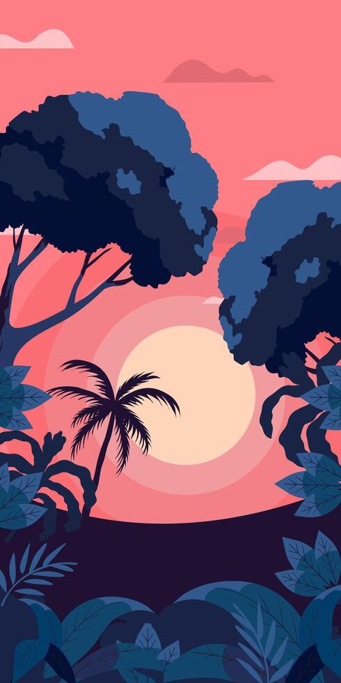 Sunset beach landscape vector