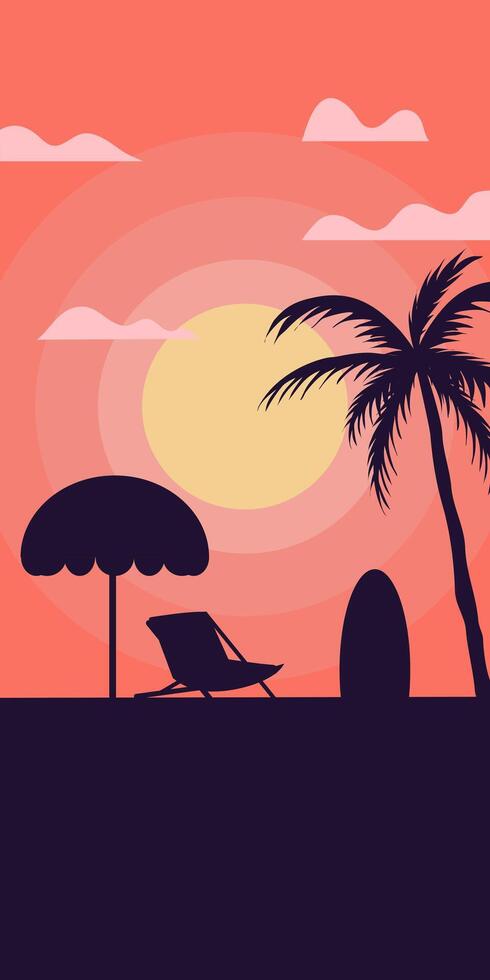 Sunset beach landscape vector