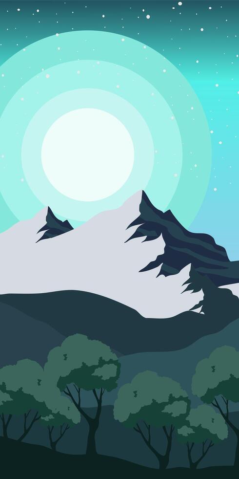 Vertical landscape background of mountain view vector