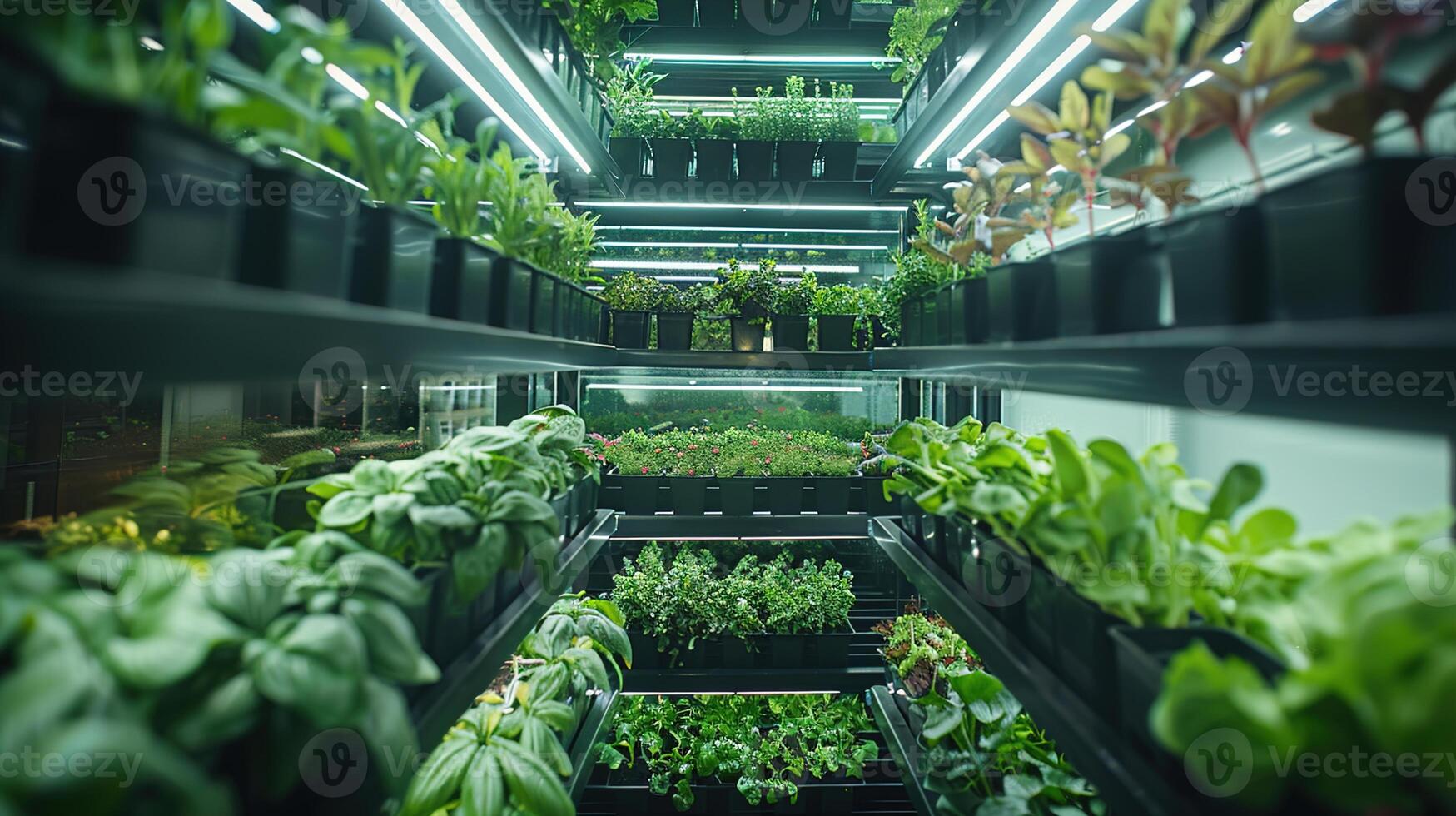 Innovative Vertical Farm with Hydroponic Systems and LED Lighting for Urban Agriculture photo