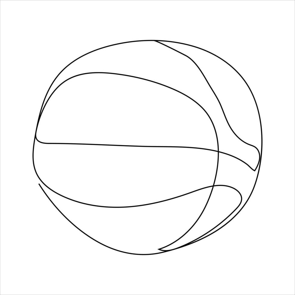 Continuous line art of a basket ball, Suitable for Web Page, Mobile App, UI, UX and GUI design. vector