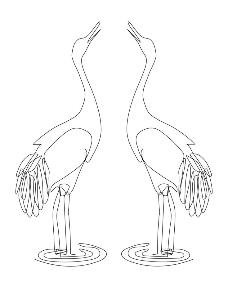 Continuous line art of flemish couple birds. vector