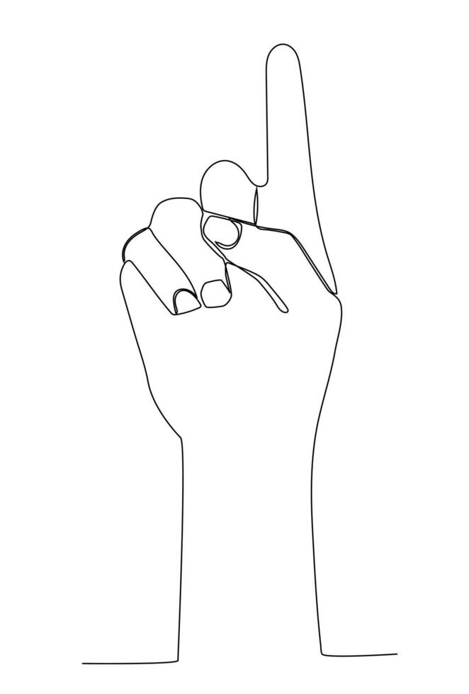 One line drawing of hand's finger. vector