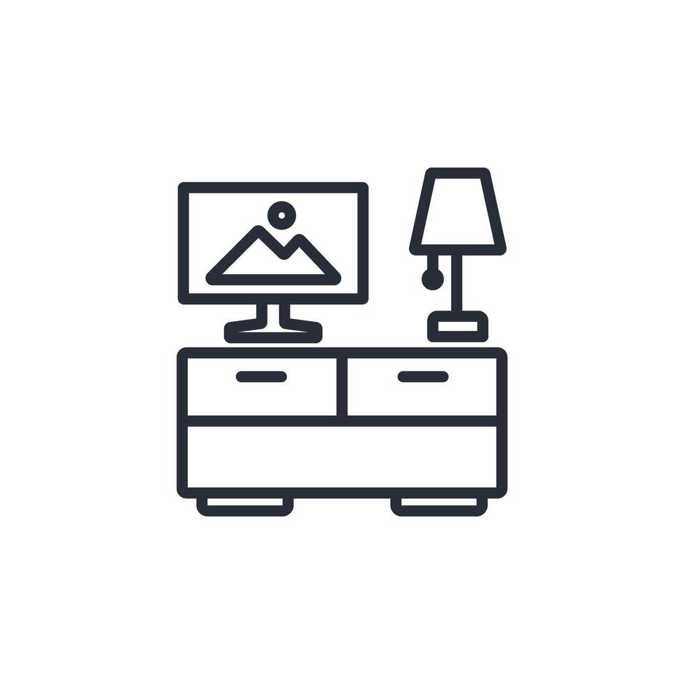 tv dresser icon. .Editable stroke.linear style sign for use web design,logo.Symbol illustration. vector