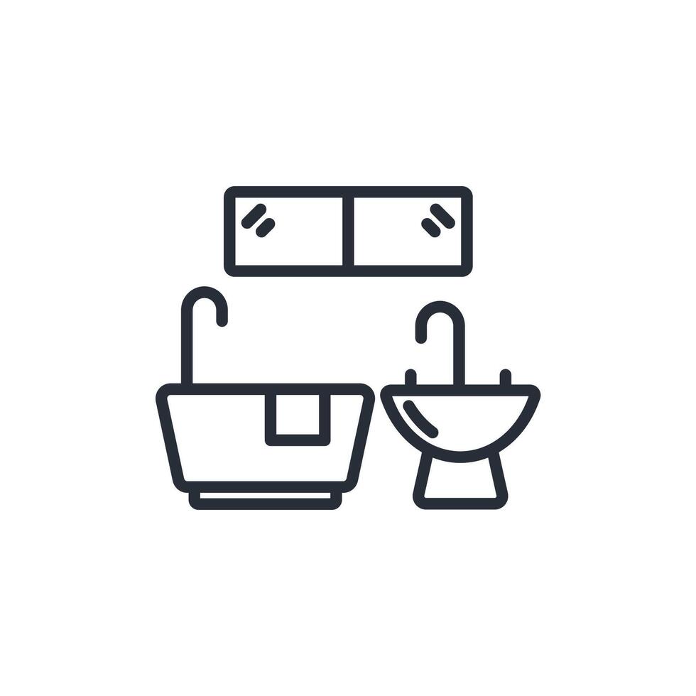 Bathroom icon. .Editable stroke.linear style sign for use web design,logo.Symbol illustration. vector