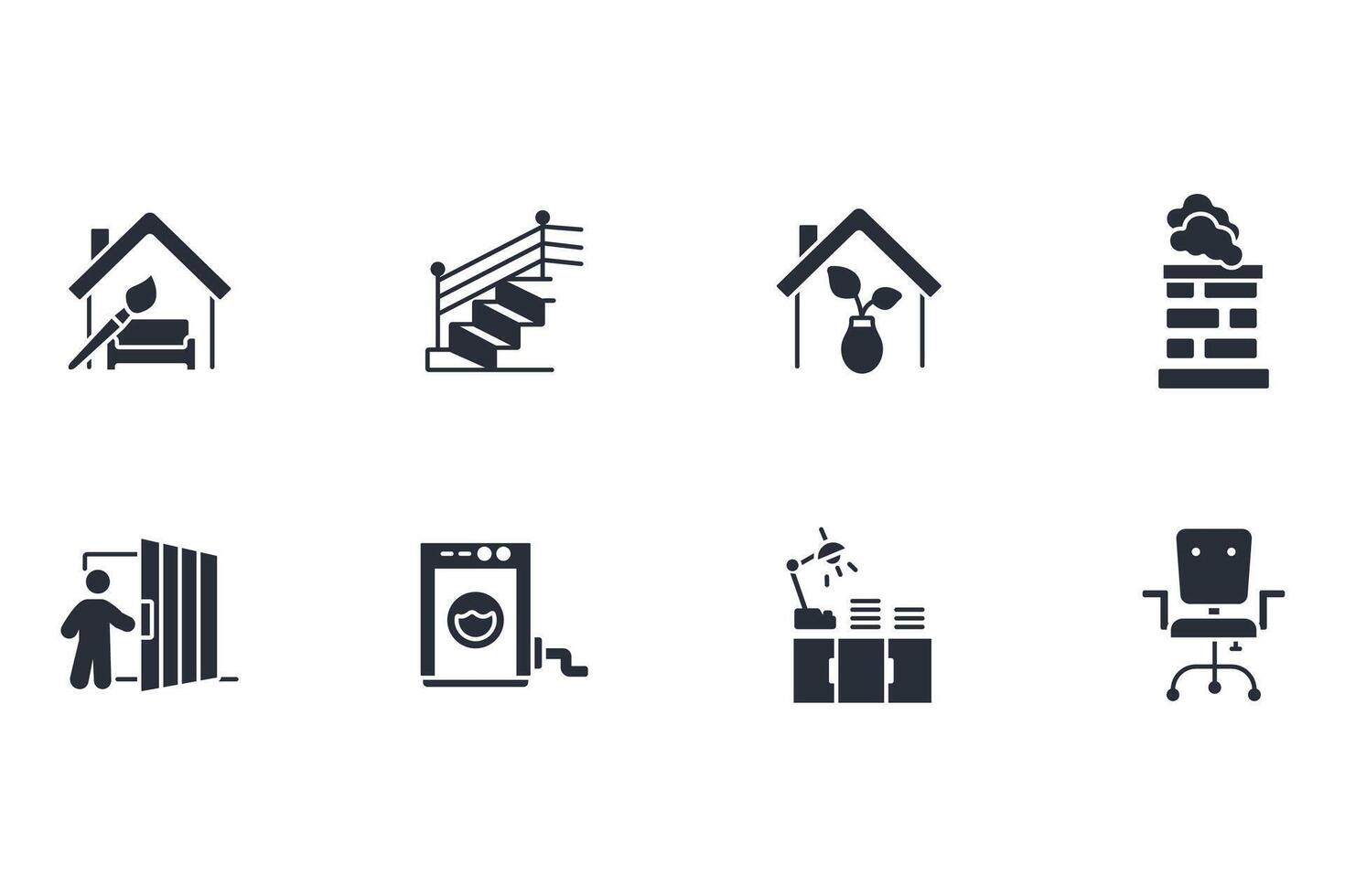 Home interior icon set..Editable stroke.linear style sign for use web design,logo.Symbol illustration. vector