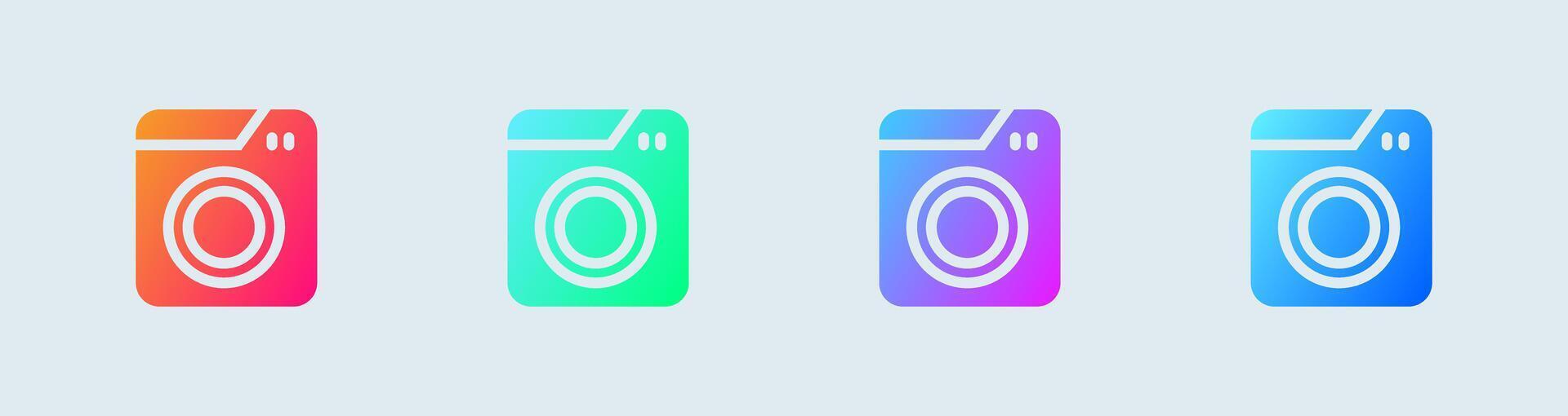Laundry solid icon in gradient colors. Clothes Washer signs illustration. vector