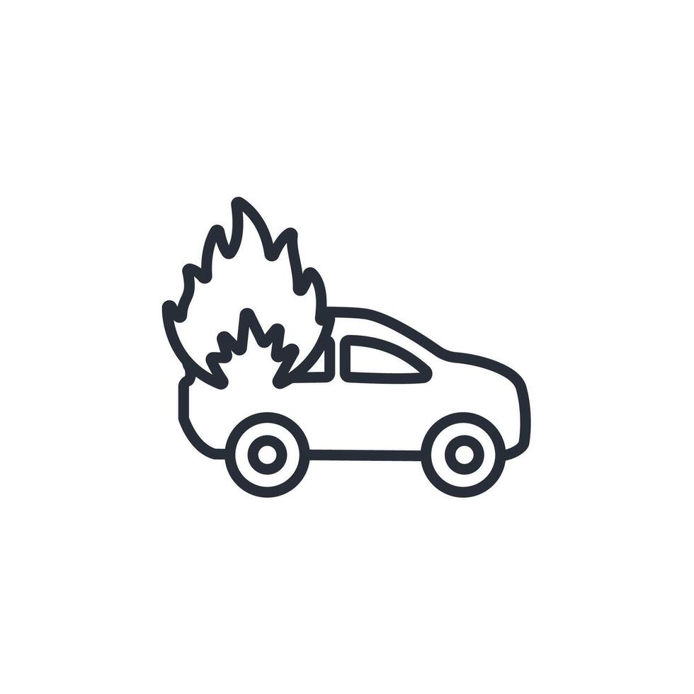 car fire icon. .Editable stroke.linear style sign for use web design,logo.Symbol illustration. vector