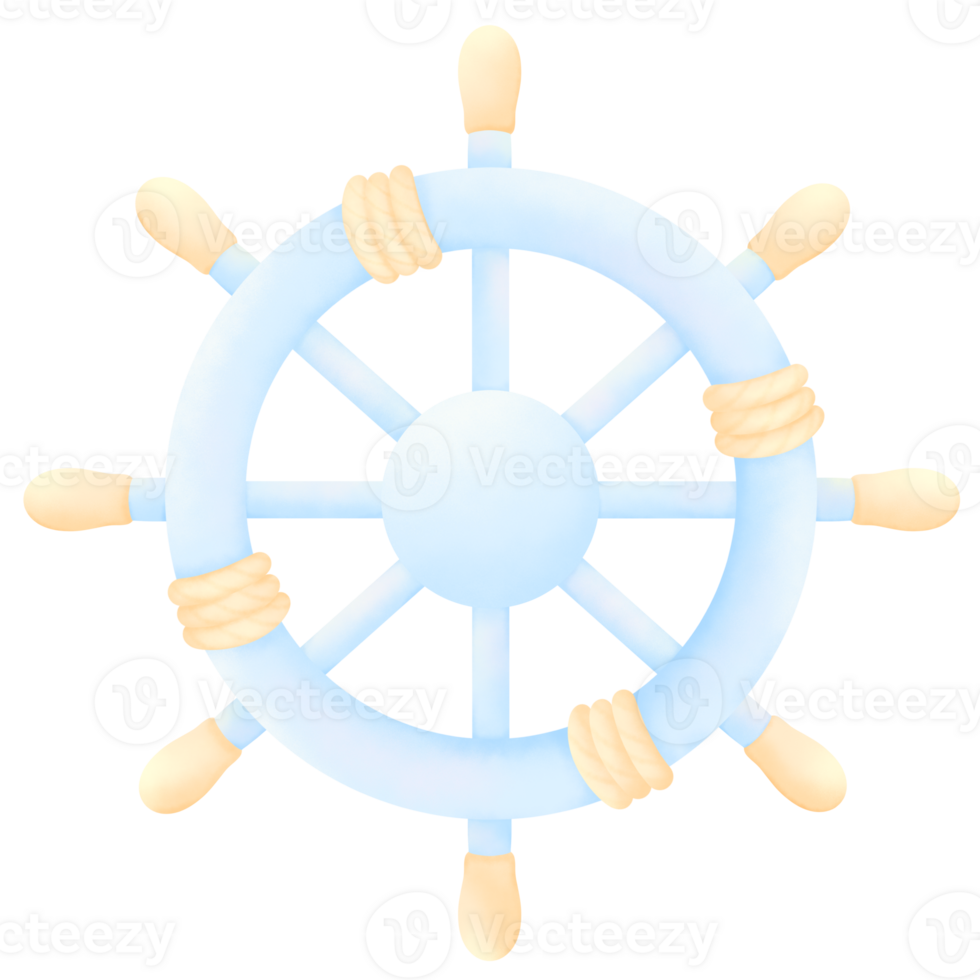 boat steering wheel clipart isolated illustration hand drawn painting png