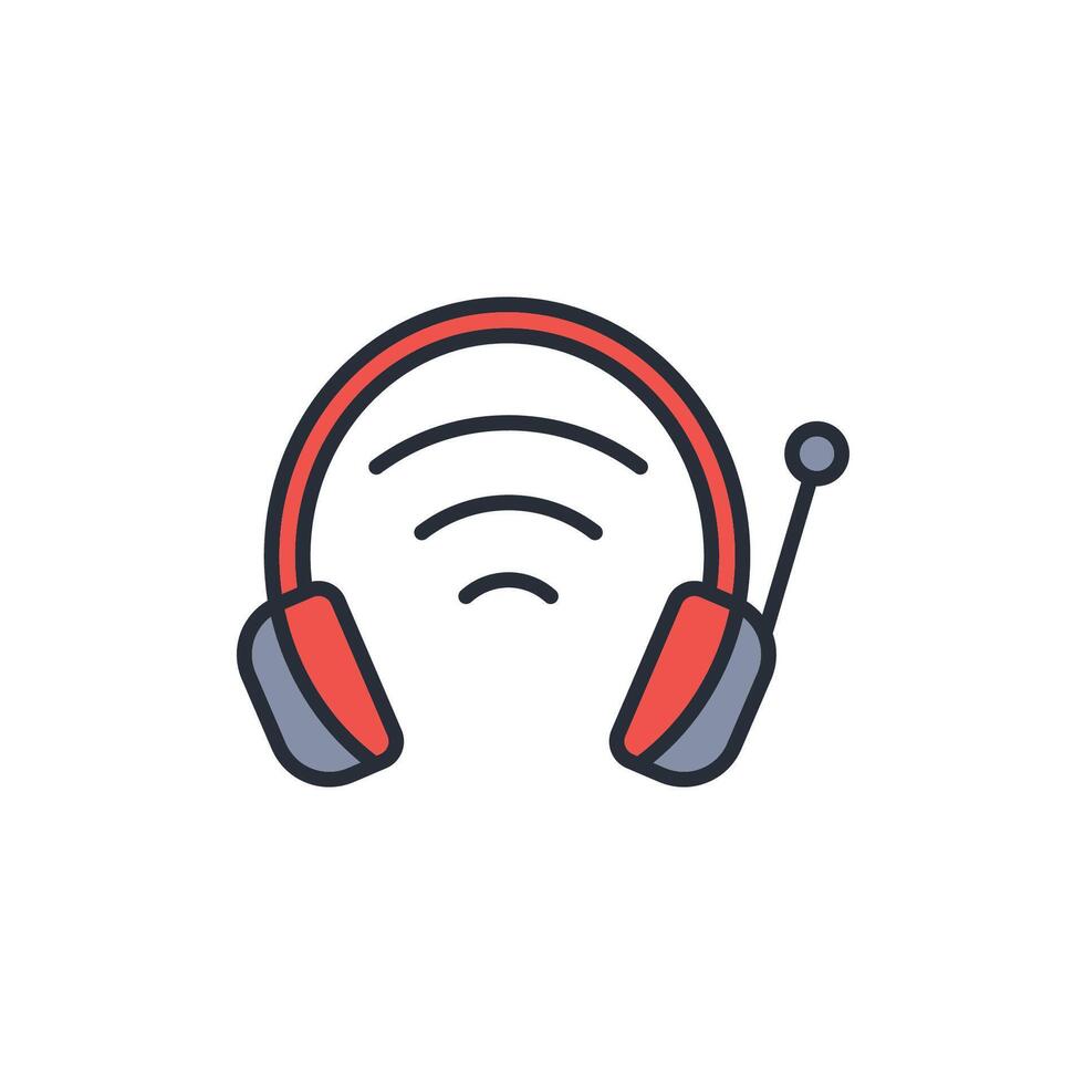 Headphones icon. .Editable stroke.linear style sign for use web design,logo.Symbol illustration. vector