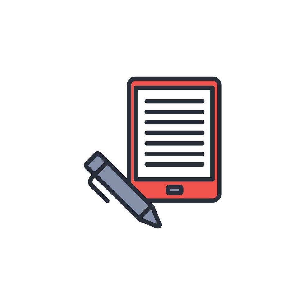e reader icon. .Editable stroke.linear style sign for use web design,logo.Symbol illustration. vector