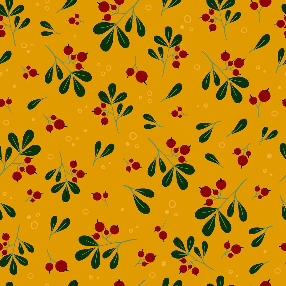 Hand drawn cranberry seamless pattern. vector
