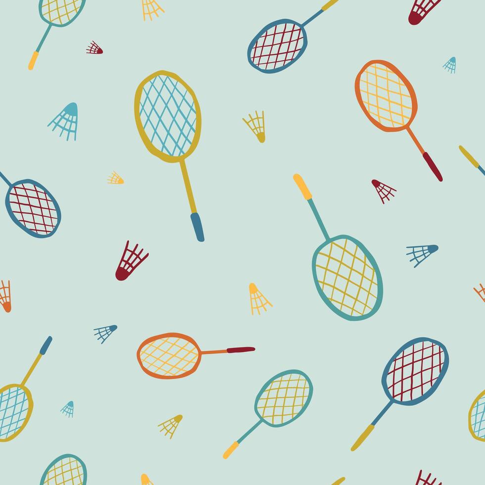 Batminton seamless background. Icons can be used for textile, wallpaper, web, card. vector