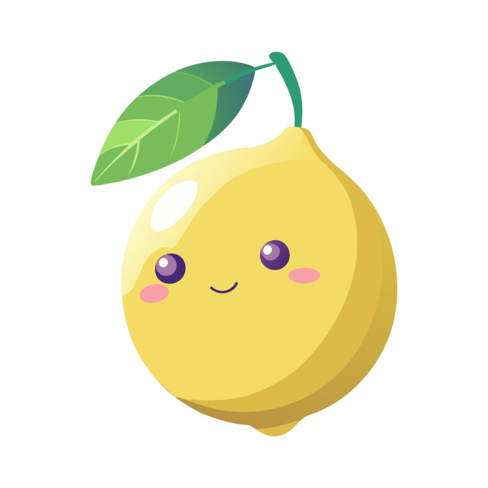 Illustration of cute cartoon lemon citrus fruit isolated on the transparent background png