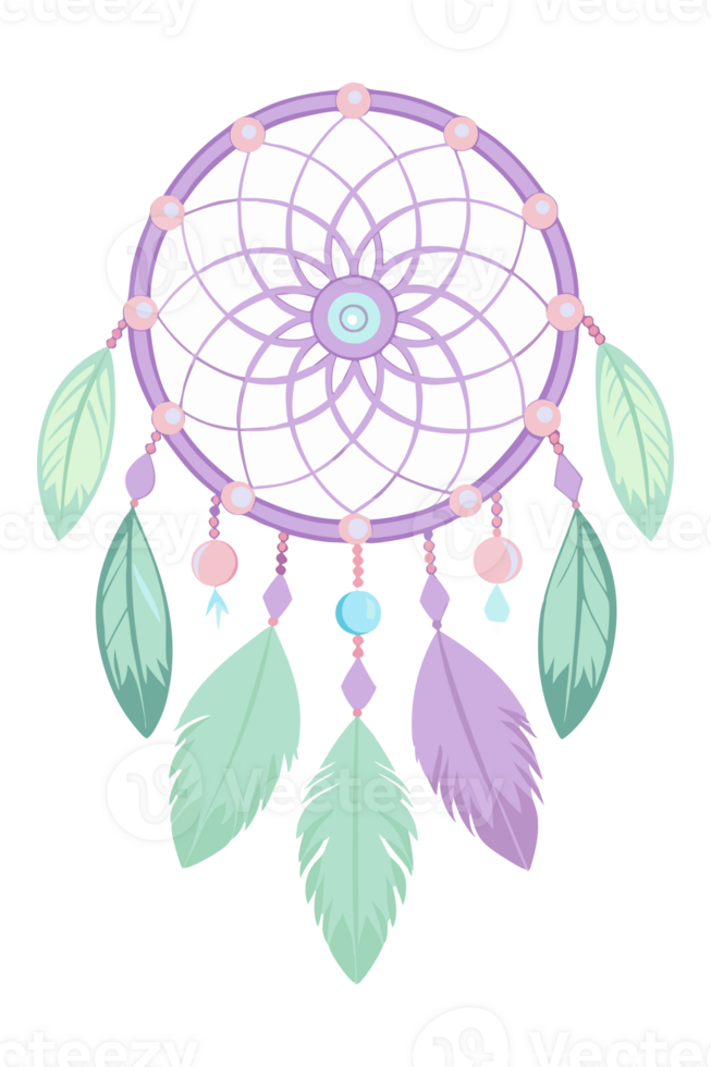 Illustration of native american dreamcatcher with decorative elements png