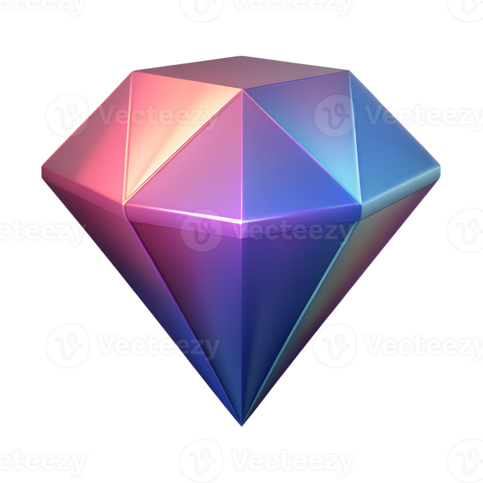 Gradient diamond 3d shape isolated on the transparent background png