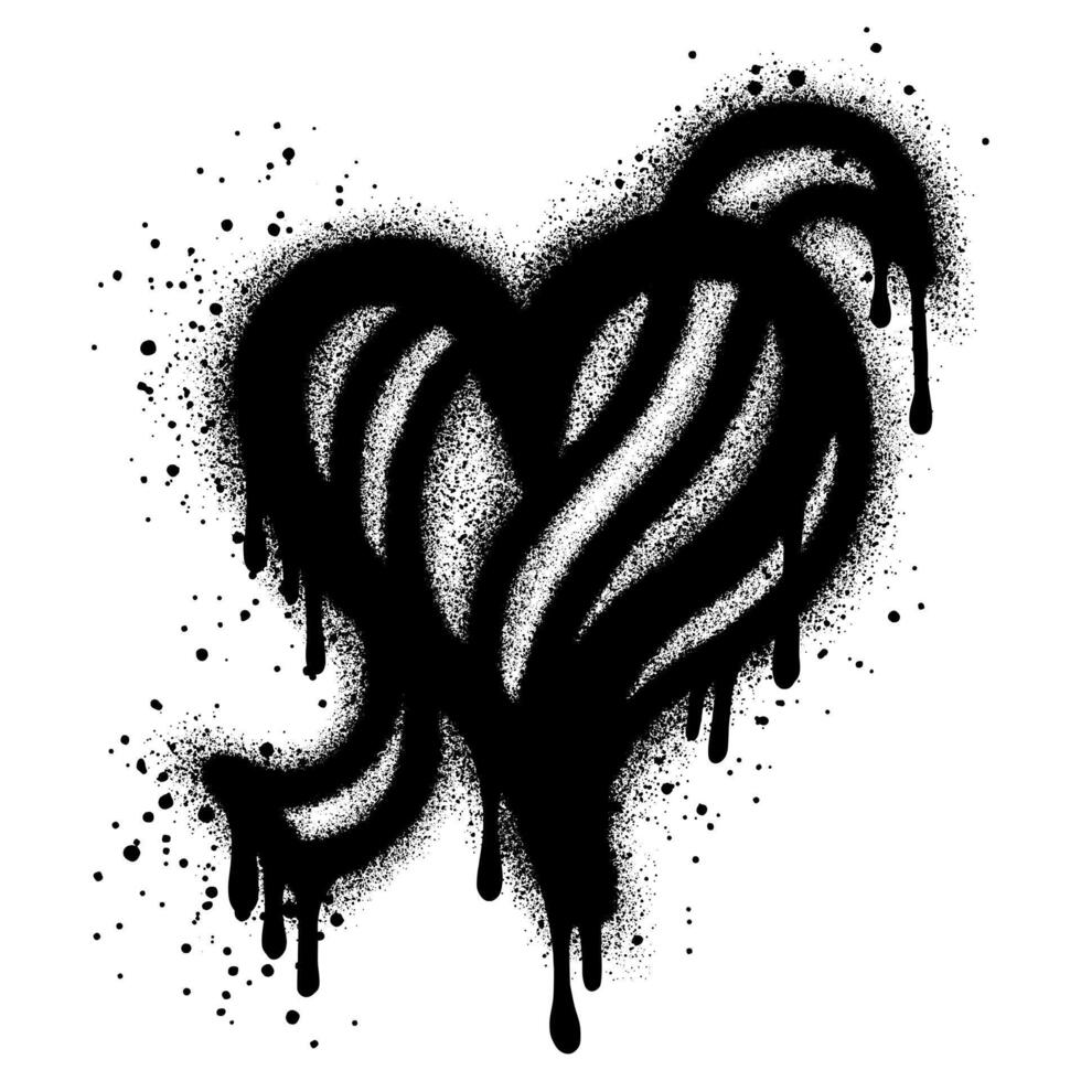 Spray graffiti heart symbol isolated on White background. vector