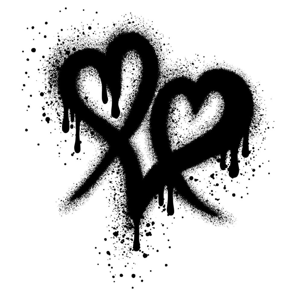 Spray graffiti heart symbol isolated on White background. vector