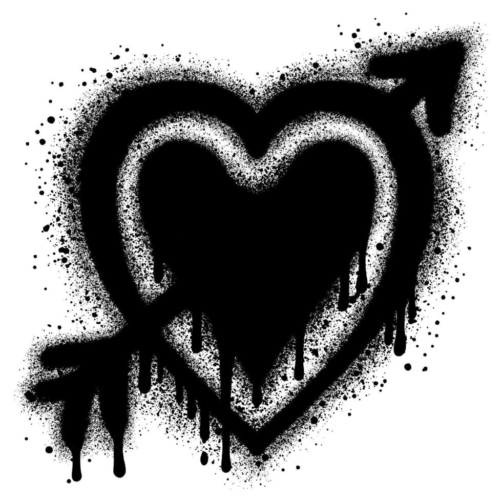 Amour Symbol. heart shape with arrow. graffiti illustration isolated on white background. vector