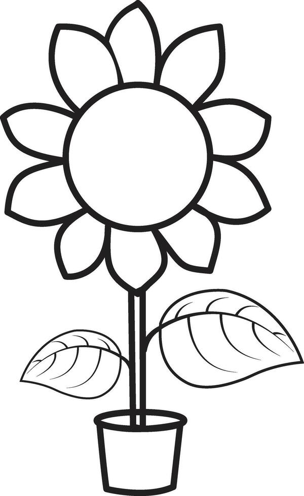 Coloring Flower Outline. Simple Sunflower Flat Line Icon vector