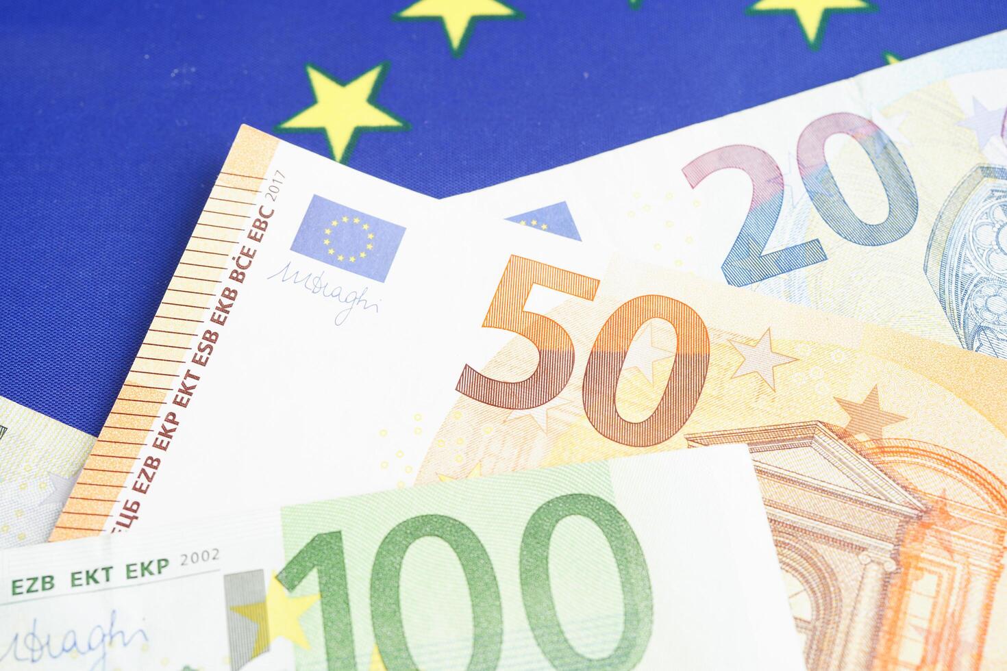 Euro banknote cash money, finance economic banking business exchange market concept. photo