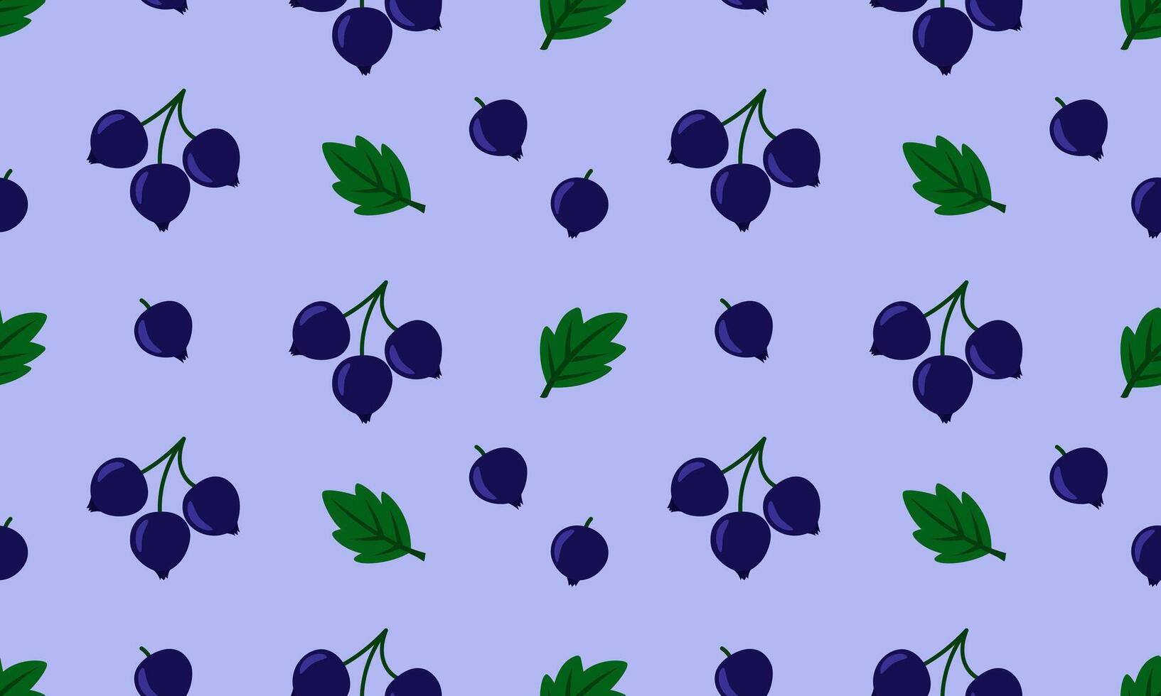 Seamless pattern with black currant. Fresh summer juicy berry background. Flat illustration vector