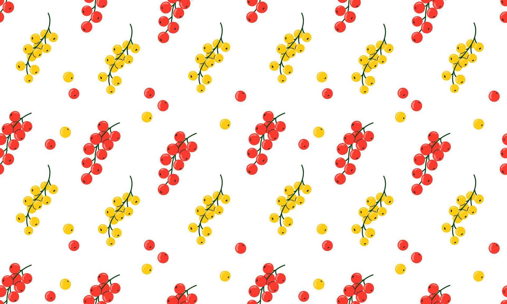 Seamless pattern with red and yellow currant. Fresh summer juicy berry background. Flat illustration vector