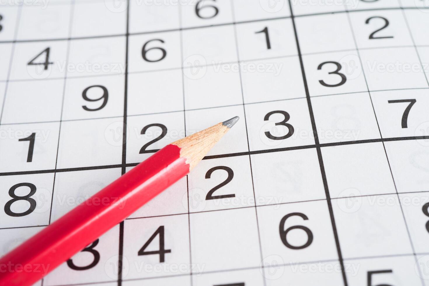 Sudoku puzzle, game to play for keep you brain younger for developing Alzheimer disease in senior patient. photo