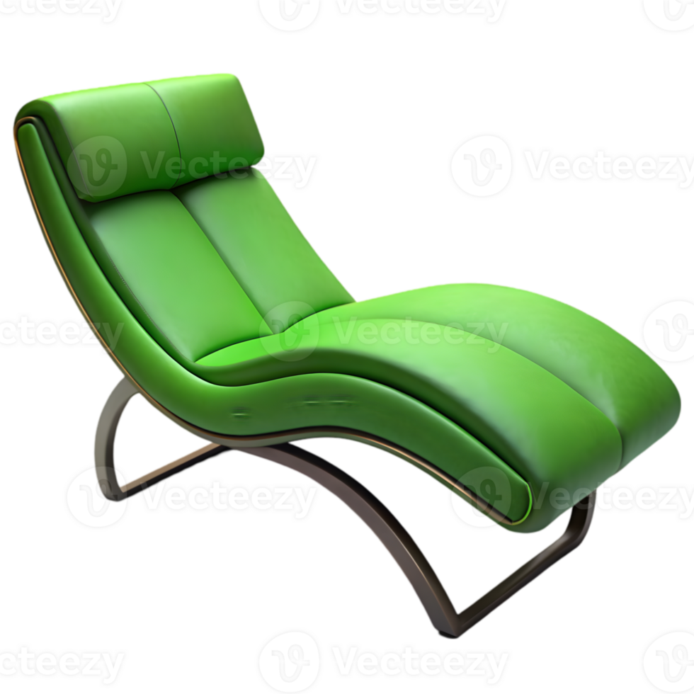 3D Render of a Green Chaise Lounge png