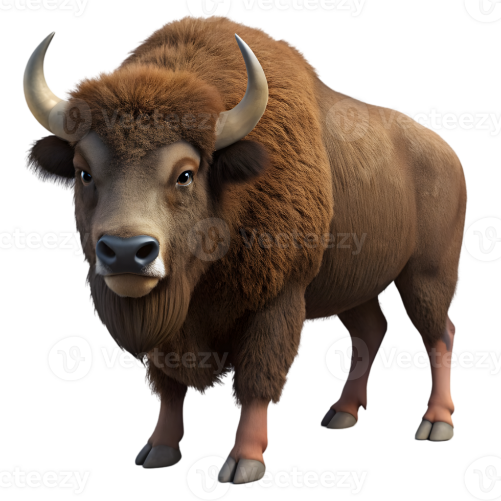3D Render of a Bison png