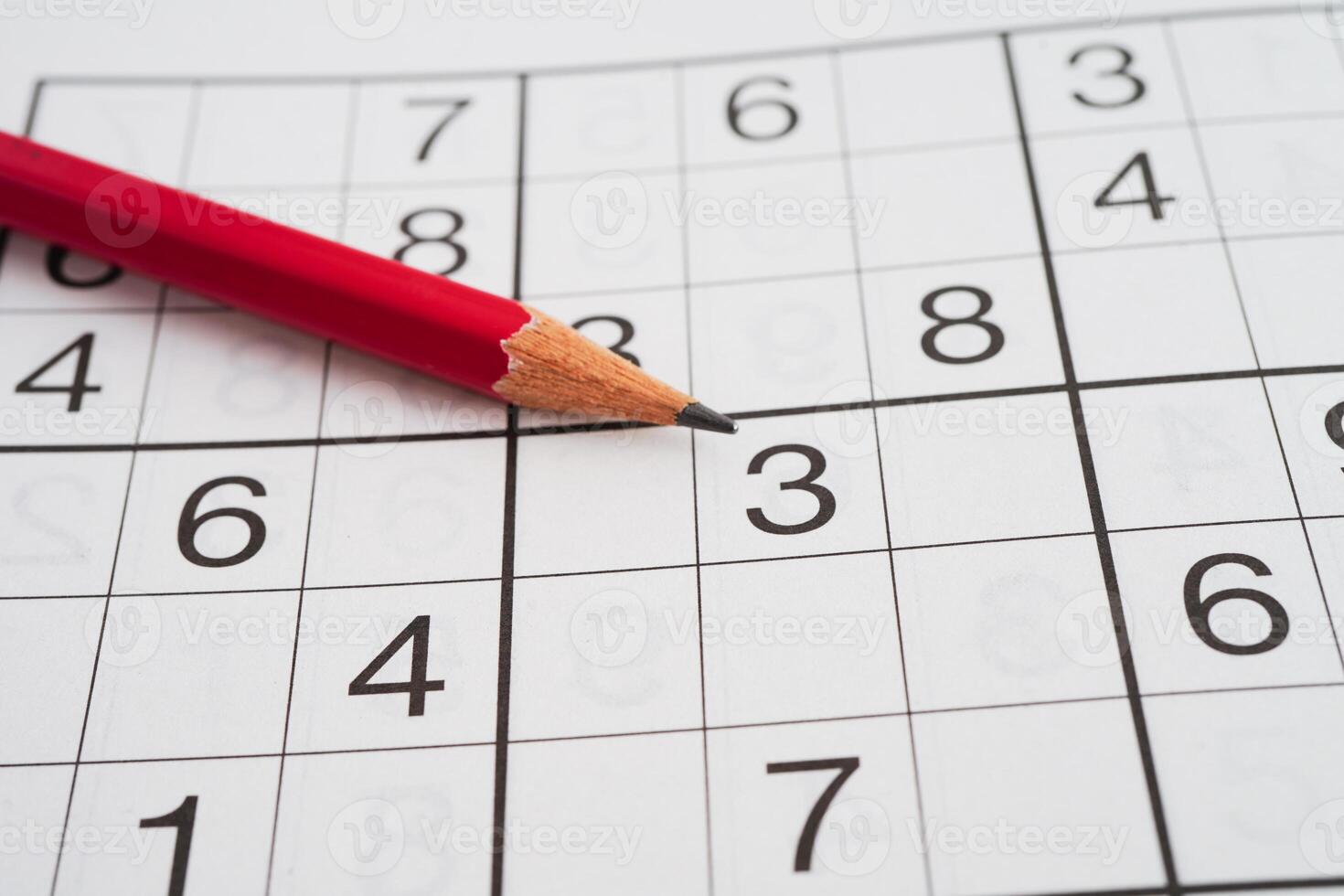 Sudoku puzzle, game to play for keep you brain younger for developing Alzheimer disease in senior patient. photo