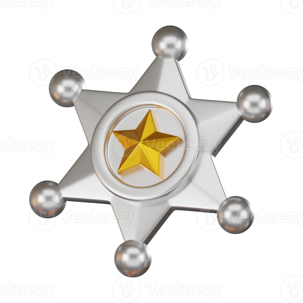 3D Police Badge Icon Law Enforcement Shield and Emblem Render png
