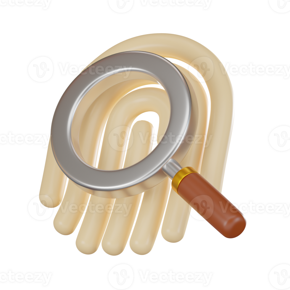 3D Fingerprint Search Icon Digital Authentication and Security Illustration png