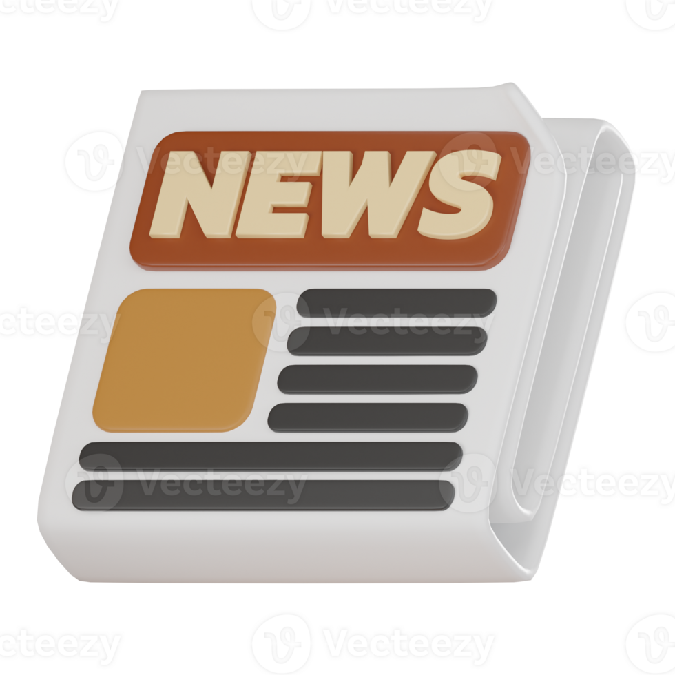 3D Newspaper Icon Modern Media Print Render Illustration png