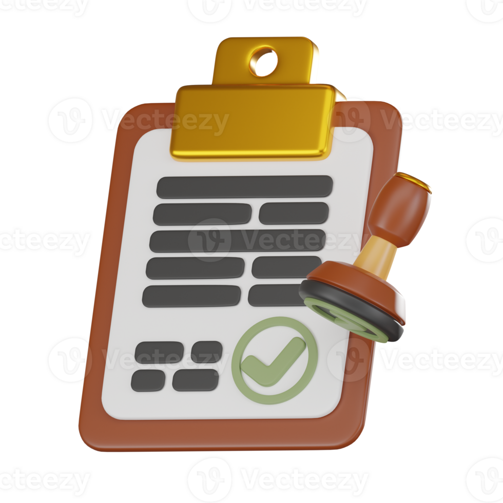 3D Stamp Icon for Legal and Notary Documents Professional Render png