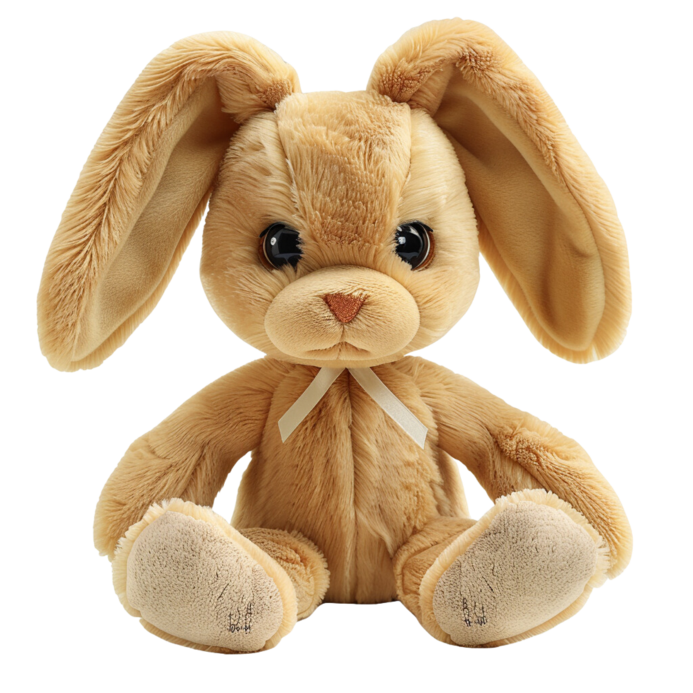 adorable cartoon rabbit toy with floppy ears isolated on transparent background png