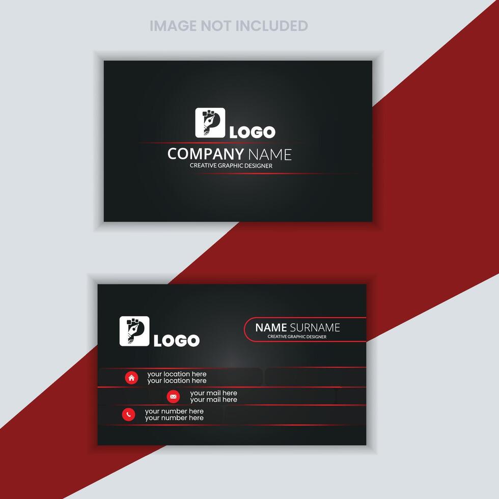 Professional black and red ready business card template vector