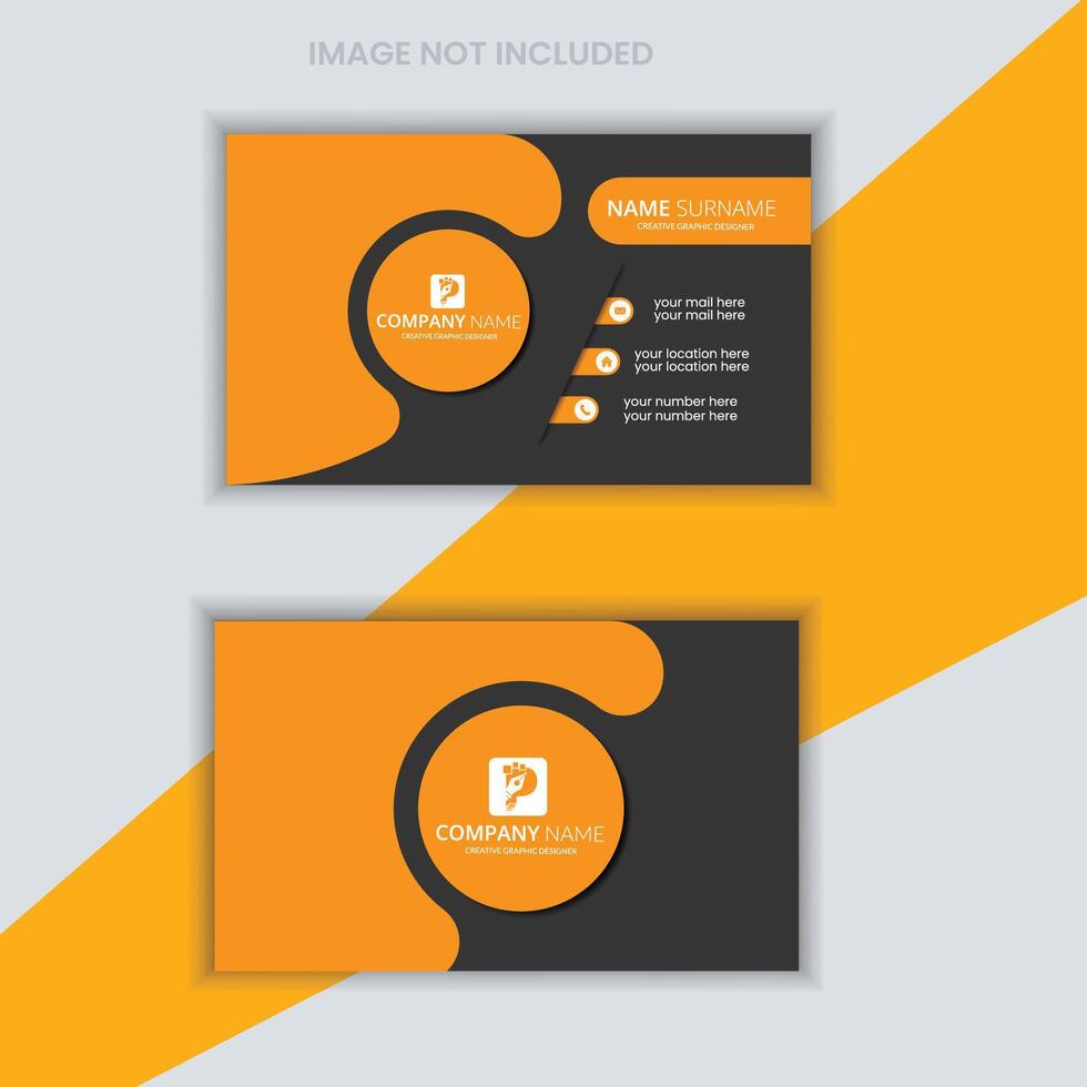 Elegant minimal black and yellow business card template vector