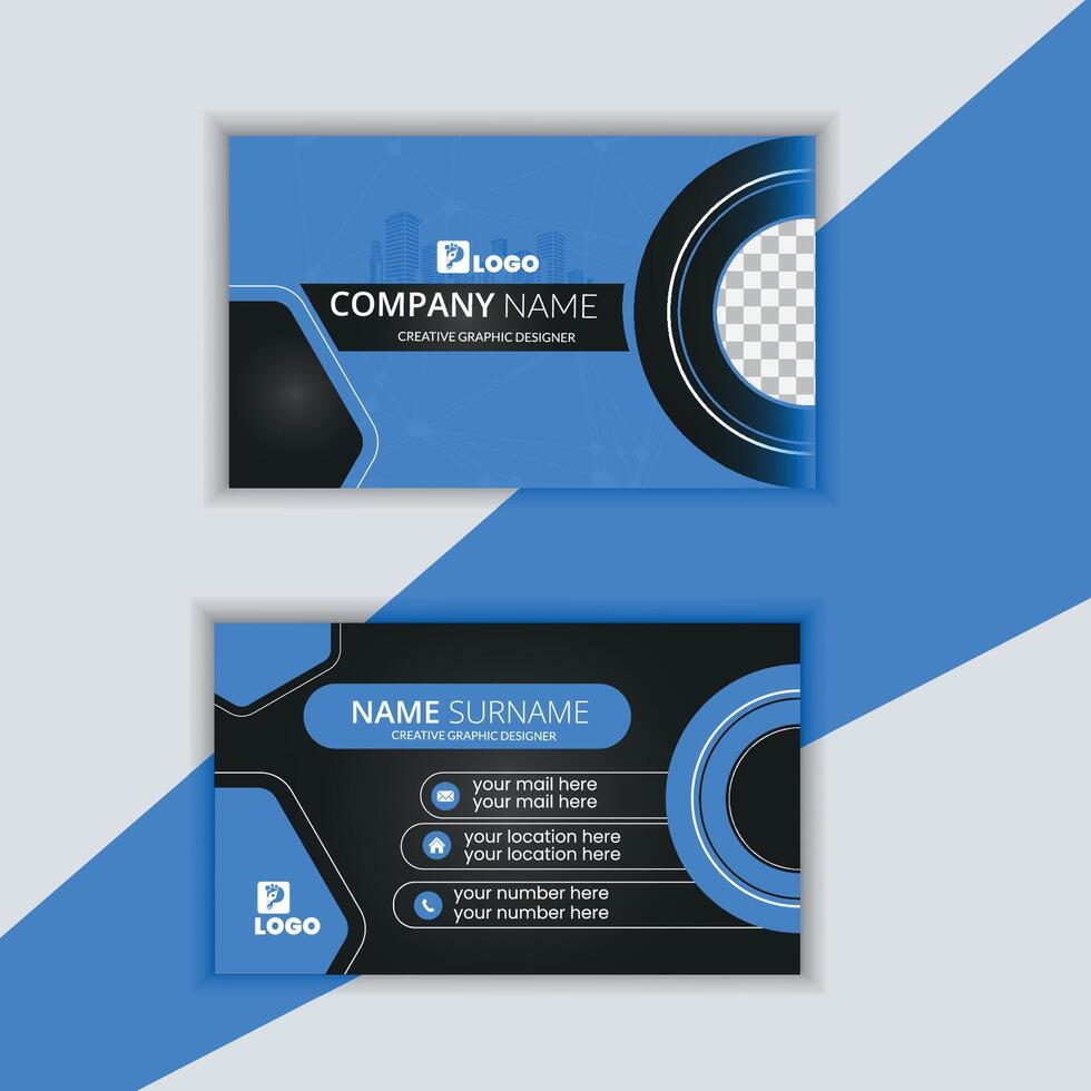 Elegant minimal black and blue business card vector