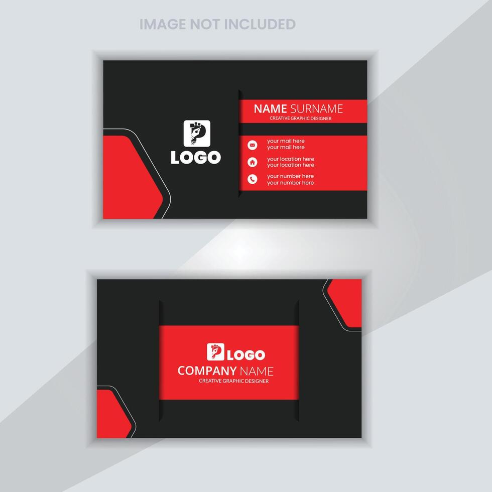 Professional black and red ready business card template vector