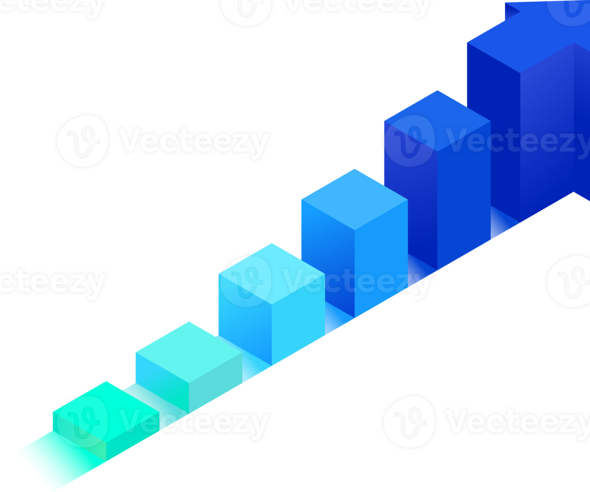 6 Steps Growth Graph 3D Arrow Infographic png
