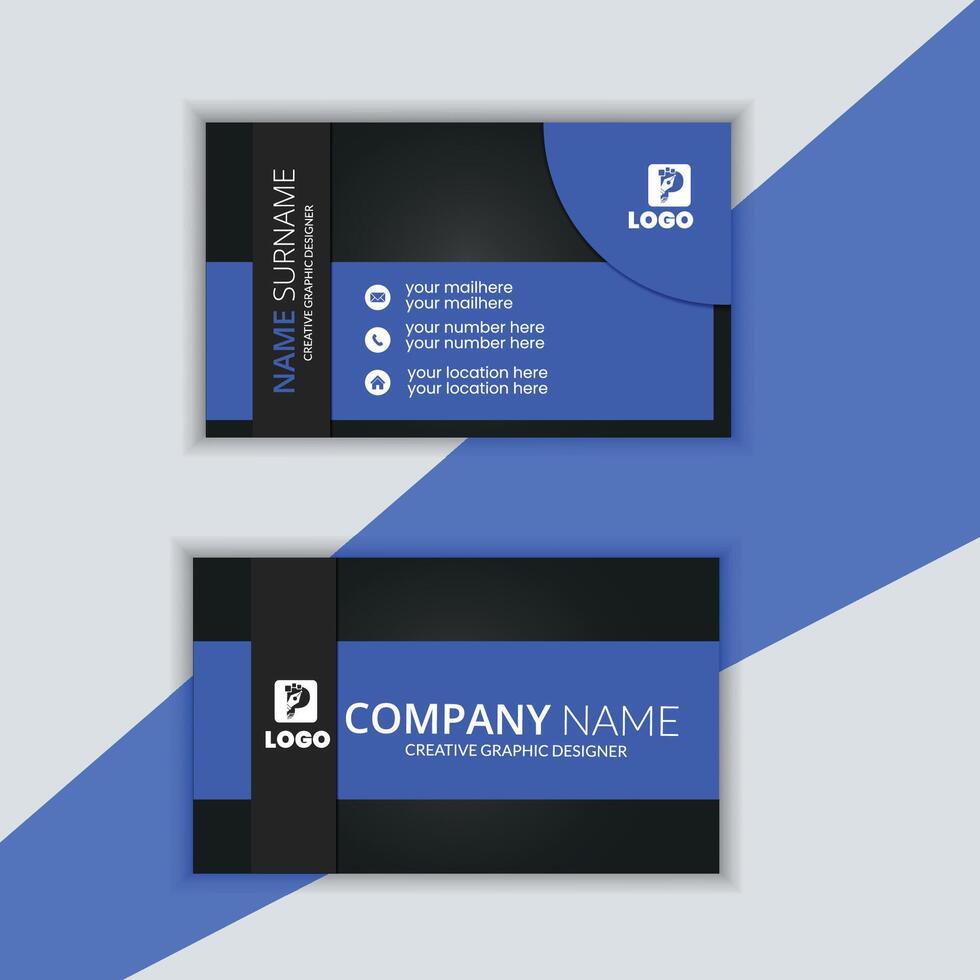 Elegant minimal black and blue business card template vector