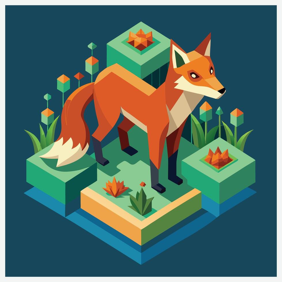 Stunning Isometric Fox Illustrations vector