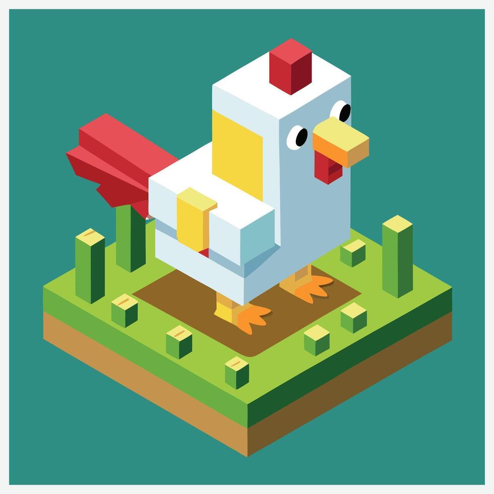 Stunning Hen Isometric Illustrations, A Visual Feast of Detailed Poultry Art vector