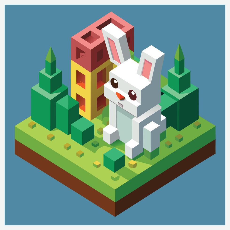 Stunning Rabbit Isometric Illustrations, A Visual Delight vector