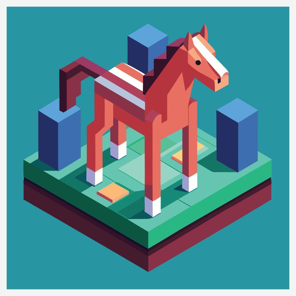Stunning Horse Isometric Illustrations, Masterpieces of Equine Art. vector