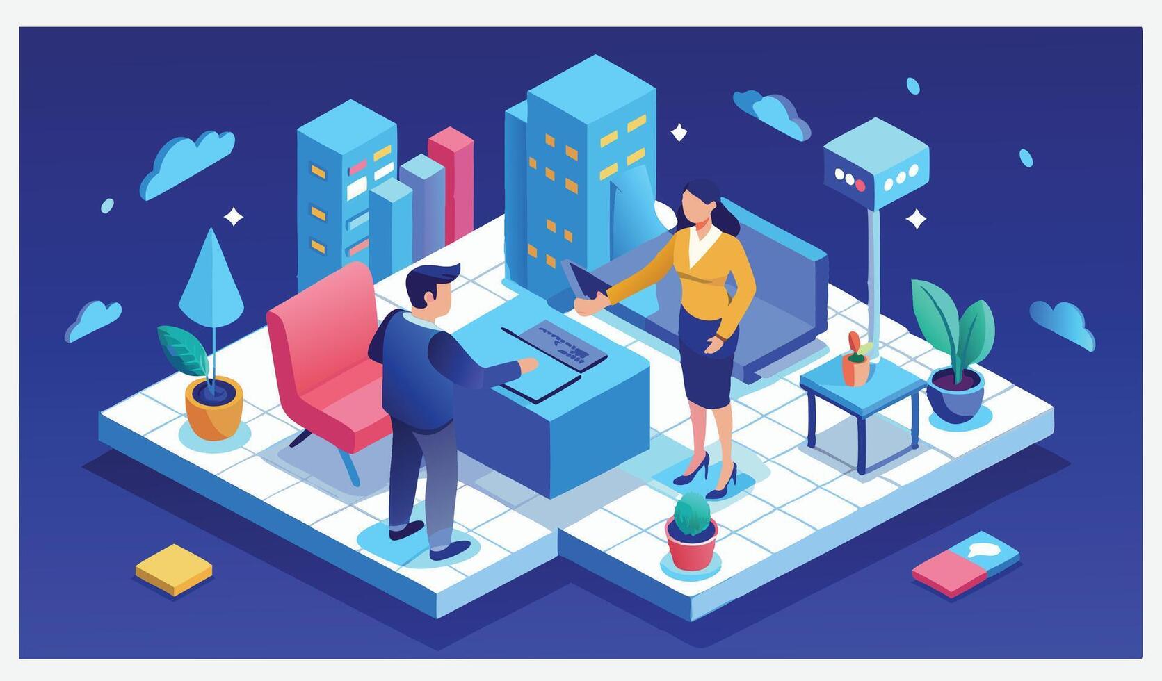 Major Business Deal Agreement Between Two People Isometric Illustrations vector